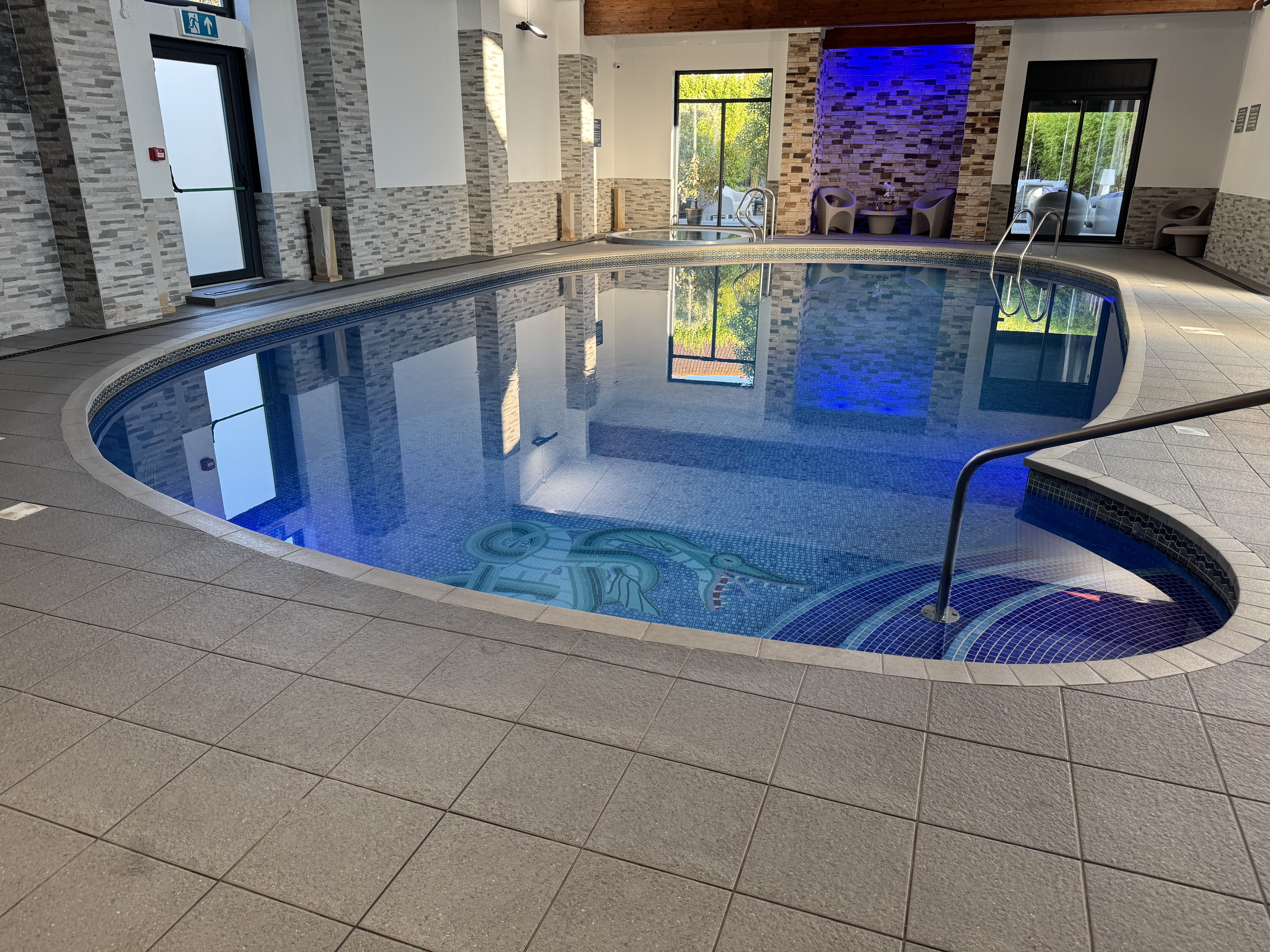 The heated swimming pool at Barton Coast Club